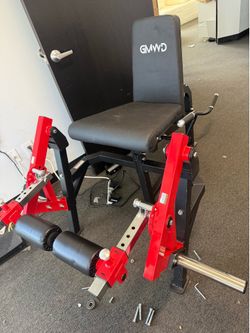 GMWD Leg Extension and Curl Machine, Single Leg Extension, Lying Leg Curl, Standing Leg Curl, Adjustable Leg Exercise Bench with Plate Loaded, Leg Mac