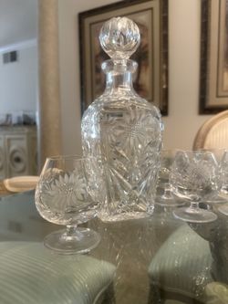 Royal Brierley Crystal Brandy Decanter And Brandy Glasses