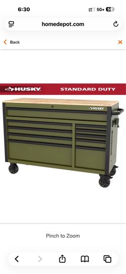 Standard-Duty 52 in. W 10-Drawer Matte Army Green Mobile Workbench Cabinet with Solid Wood Top