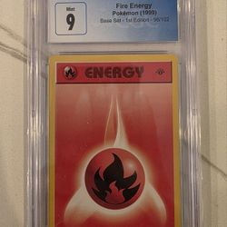 CGC 9 MINT Fire Energy Base Set 1st Edition 98/102 Energy Pokemon Card psa bgs
