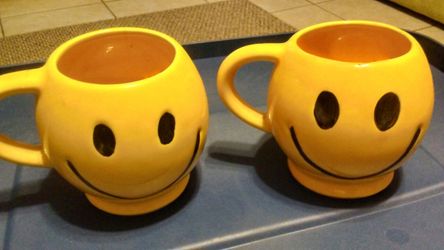 Vintage McCoy Smiley Face Mugs.