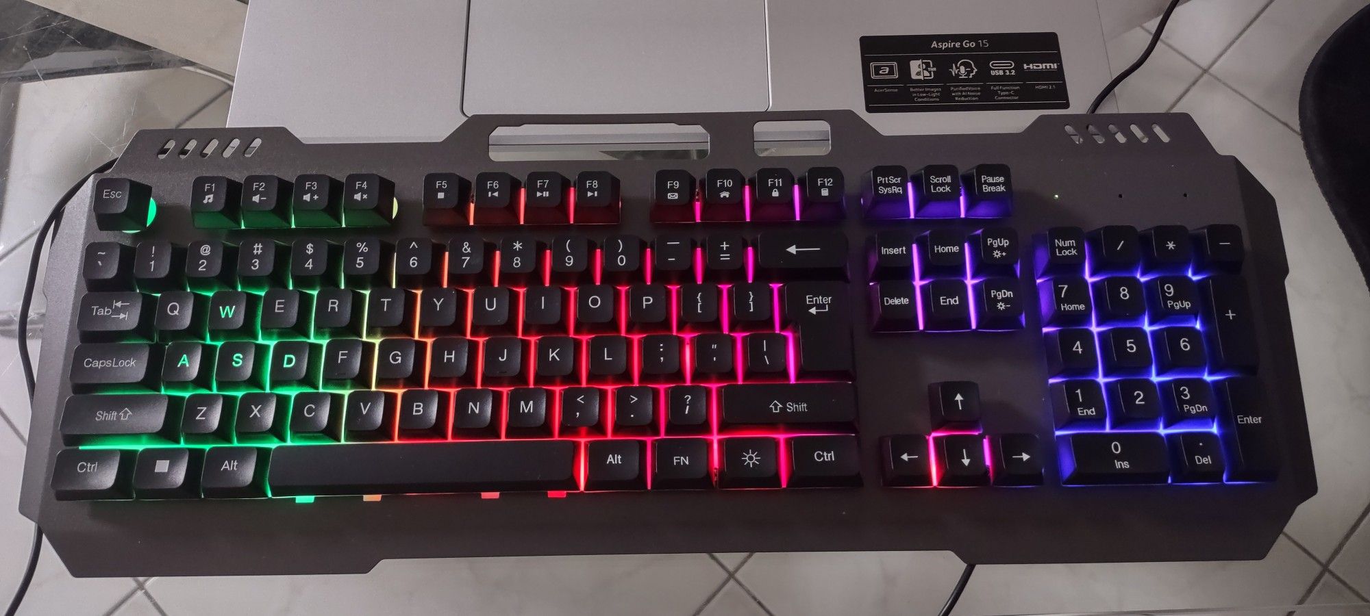 TITAN Wired LED Metal Gaming Keyboard w/Smartphone Holder.