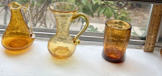 Amber Crackle Glass 8 For One Price