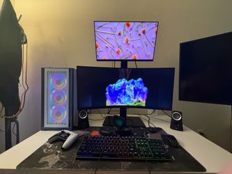 High-End Gaming PC Bundle – i9 • RX 7900 GRE • 34” Ultrawide + Sim Racing Setup