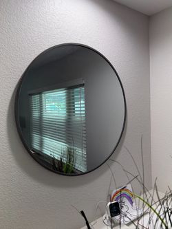 Large Round Wall Mirror Black Frame - Set of 2