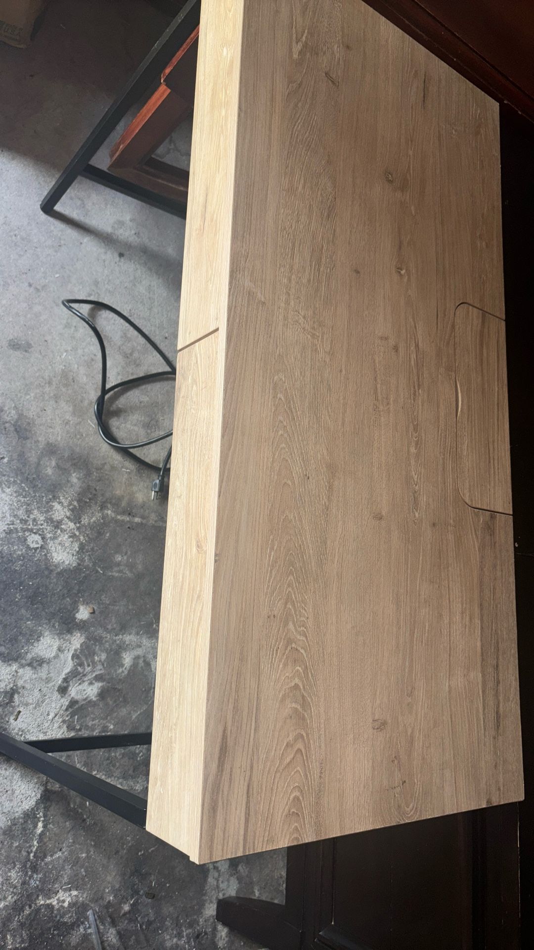 Wood Desk With Power Supply And Pull Out Drawers
