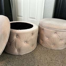 2 Blush Storage Ottomans