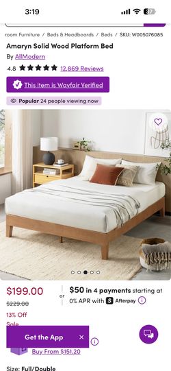 Full size platform bed frame