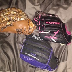 3 Pack Of Youth Baseball Gloves 