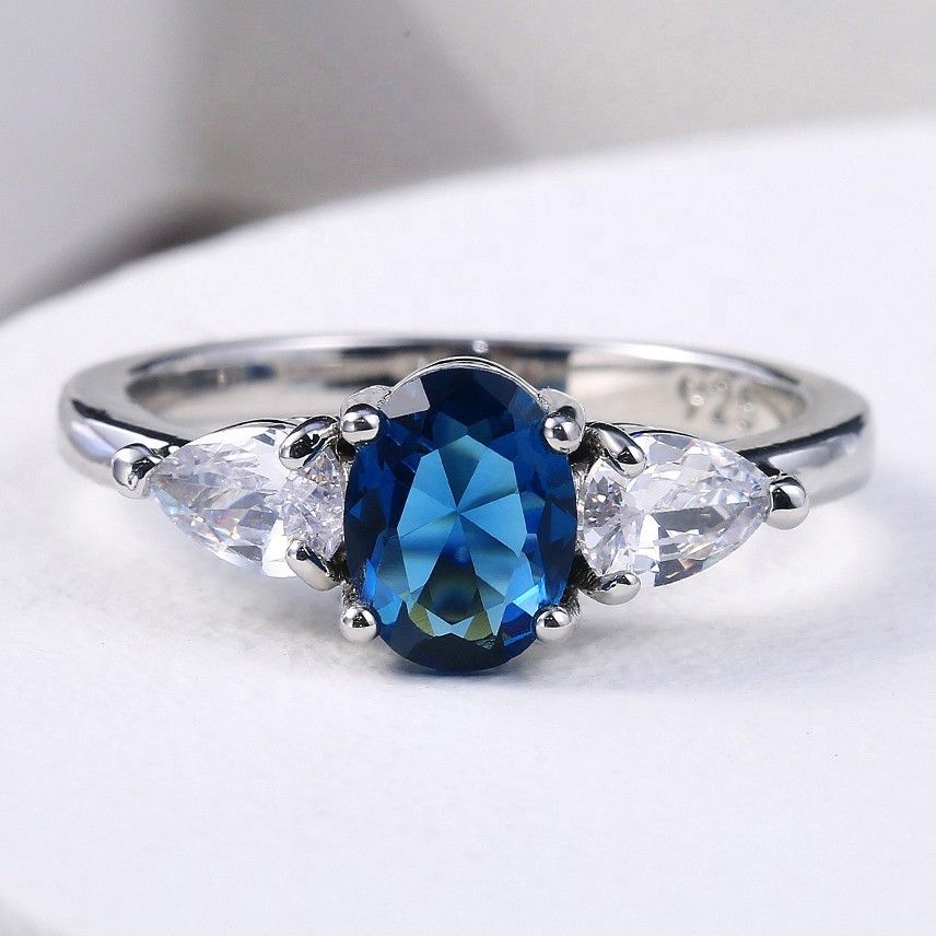 "Dainty Anillos Oval Royal Blue Gemstone Beautiful Rings for Women, PD028
 
