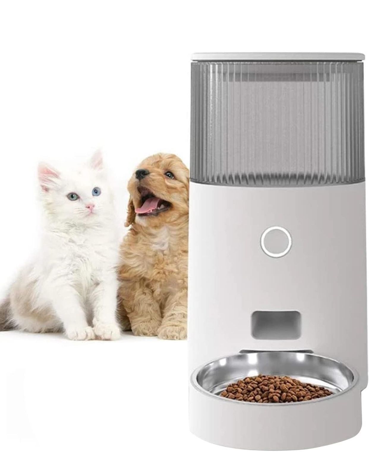 Smart Pet Feeder with App Remote Control and Timed, 2.5L Automatic Food Dispenser with Stainless Steel Bowl Tray for Cats and Dogs (Color : White) $55
