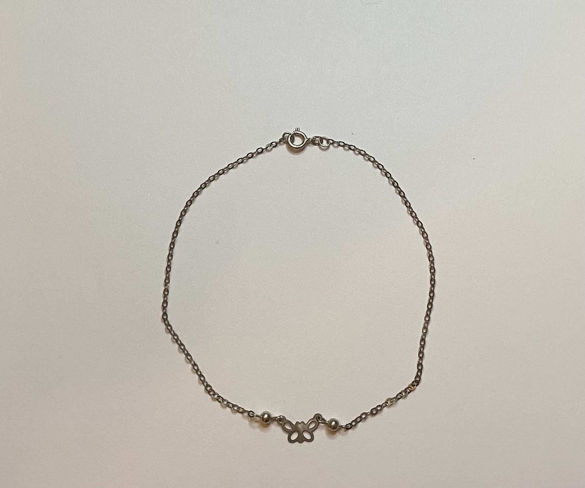 Dainty Butterfly Ankle Bracelet Sterling Silver