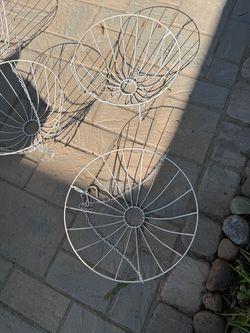 White Wire Hanging Basket Planters Set