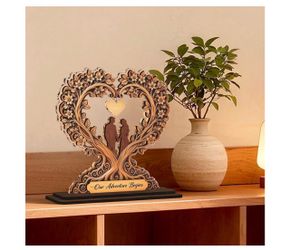Wooden Heart Tree Couple Keepsake Decor