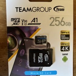 TEAMGROUP 256GB Micro SDXC Flash Memory Card with Adapter