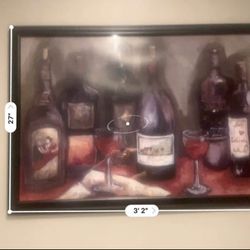 Framed Wine Painting Print 27in x 3.2ft
