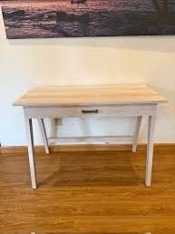 Paulo Wood Writing Desk with Drawer (White) Threshold