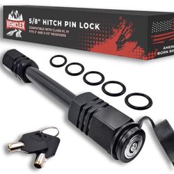 Vehiclex Trailer Hitch Pin Lock For 2" Receiver - Secure 5/8" Locking Pin For Class III, IV Hitch With Exclusive Tubular Key, Built Tough For Dust, Mu