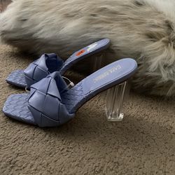 Women leather Style Lilac Slide with clear heel