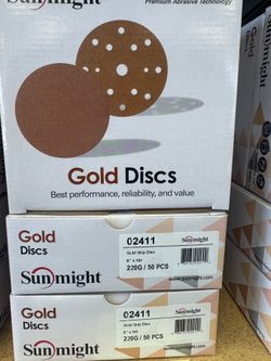 Sunmight Gold Grip Sanding Discs 6” 220 Grit – 50 Pack (New)