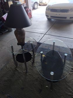 1 end table, 1 coffee table, 1 lamp