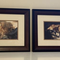 Offers Welcome- Matching Framed Dog Wall Art 18.5 x 15.5 by Sueellen Ross Glass & Wood Frames, Set of 2