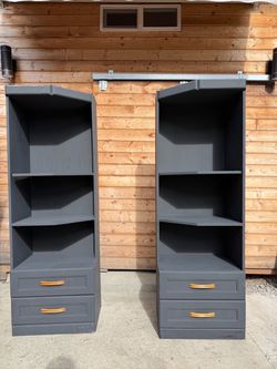 Project Pieces Oak Wood Matching Cabinets/ Bookshelves