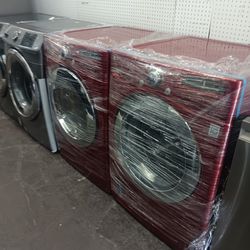 LG SET WASHER AND DRYER FRONT LOAD RED