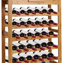 Bamboo Wine Rack Modular Wine Storage Holder Display Shelves for Storing Bottles at Home 36 Bottle Wine Rack Free Standing Floor 6 Shelves 