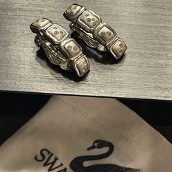 SWAROVSKI  silver tone crystal clip on earrings, perfect  condition 