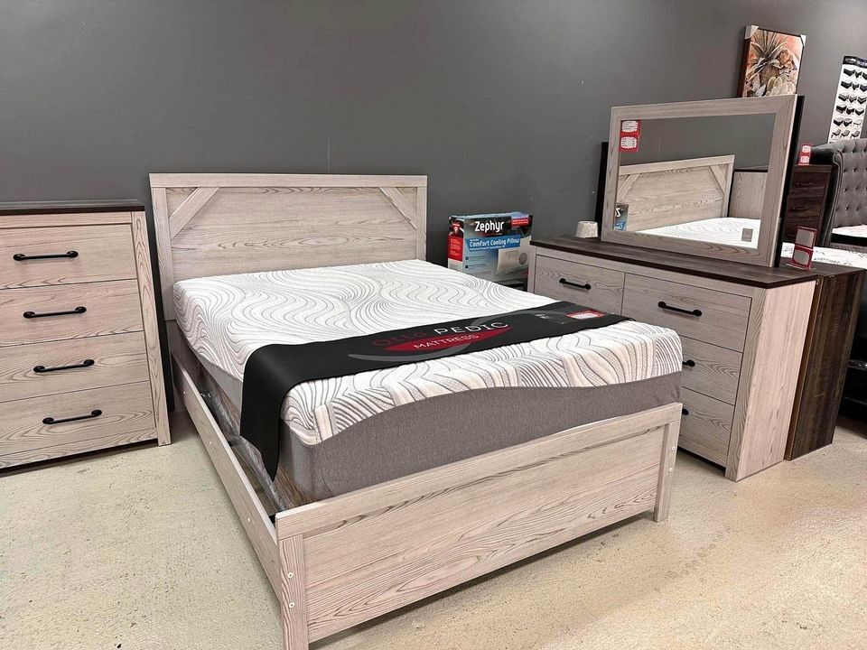 The Best Price ⭕ $10 Down Payment Finance ⭕Gerridan 4 Piece Queen Panel Bedroom Set