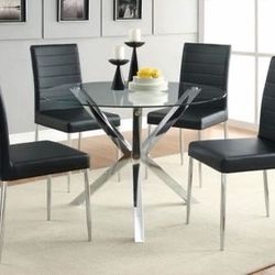 Brand New 5PC Chrome/Black Dining Set