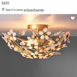 Pottery Barn pink flower chandelier 