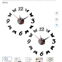 Butterfly Decal Wall Clock/ Brand New/ Still In Packaging