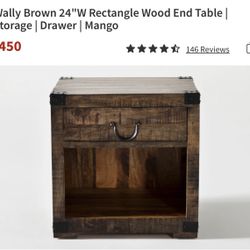 24"W Rectangle Wood End Table