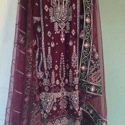 Indian Pakistani Tradition Designer Shalwar Kameez Embroidery Chiffon 