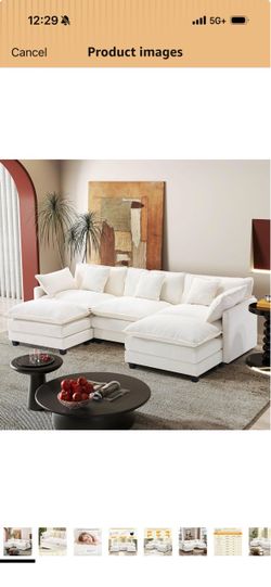 Modular Sectional Sofa,Cloud Couch for Living Room,Modern Deep Seat Sofa Chenille Fabric Comfy Couches with Throw Pillows & Movable Ottoman
