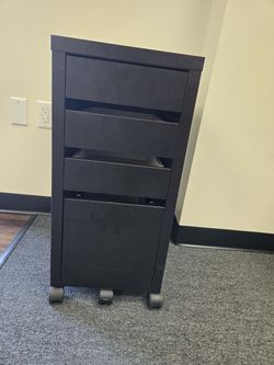 Black Rolling 3-Drawer Filing Cabinet