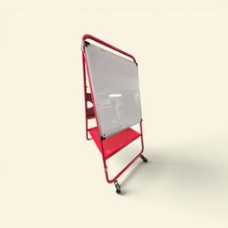Rolling Double-Sided Whiteboard & Chart Easel (Red Frame)