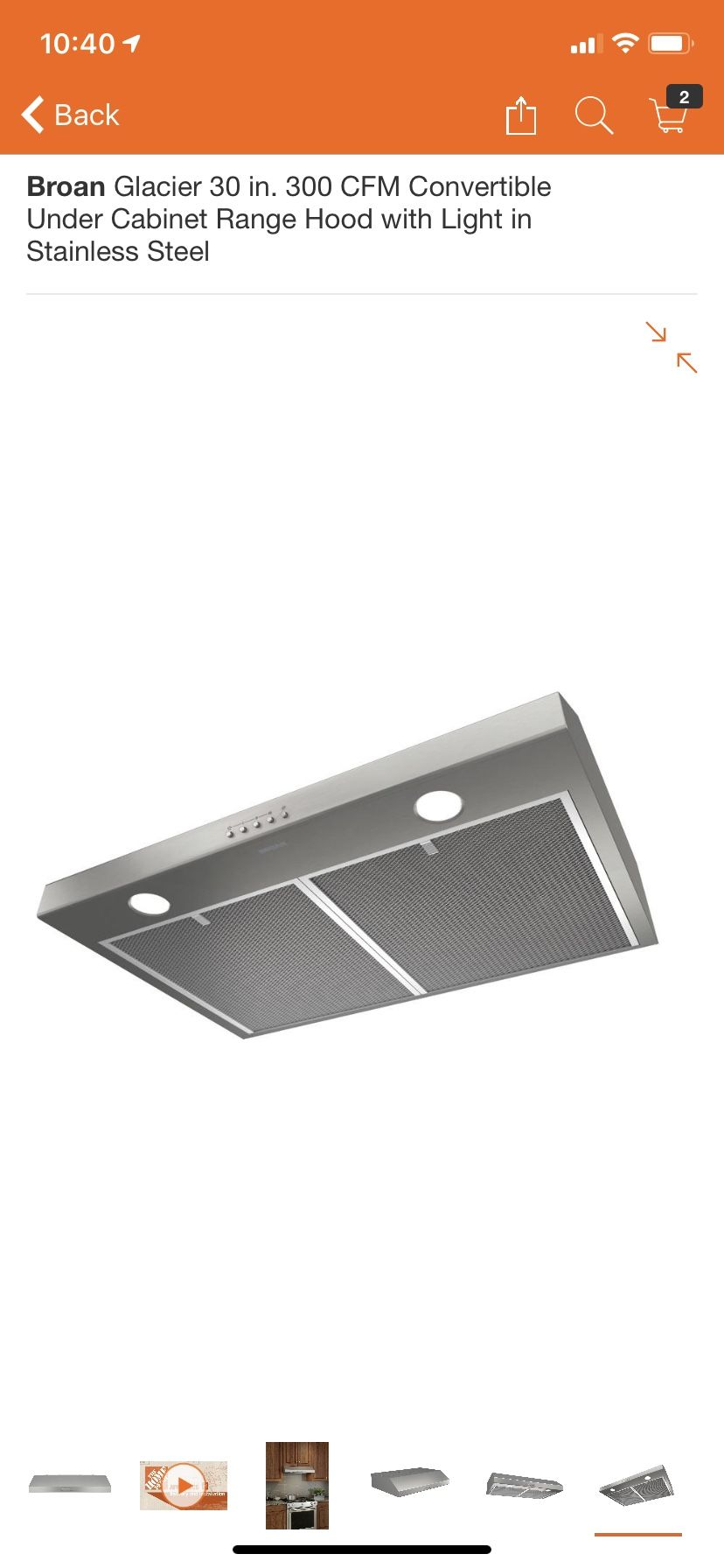 Stainless steel range hood