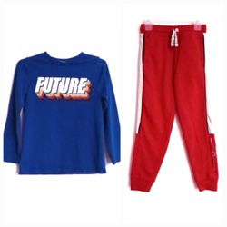 Garanimals boys sweatpants joggers long sleeve t shirt set size 7 blue and red 