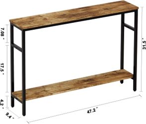Narrow Console Table, 47 Inch Sofa Table with Adjustable Shelf