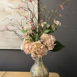 Flower Pink With Gold Vase 