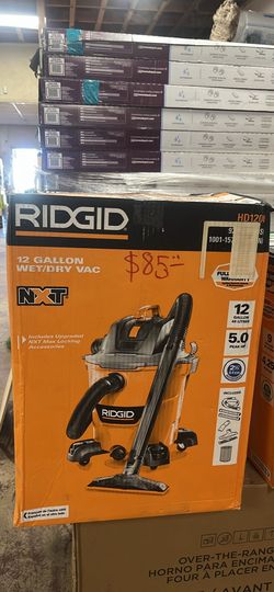 RIDGID 12 Gal. 5.0 Peak HP NXT Shop Vacuum Wet Dry Vac with General Debris Filter, Locking Hose and Attachments HD1200