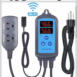 Inkbird Digital Wi-Fi Humidity Controller IHC-200 Dual Outlet Pre-Wired Humidistat for Mushroom Growing Curing Meat Reptile Greenhouse Support Humidif