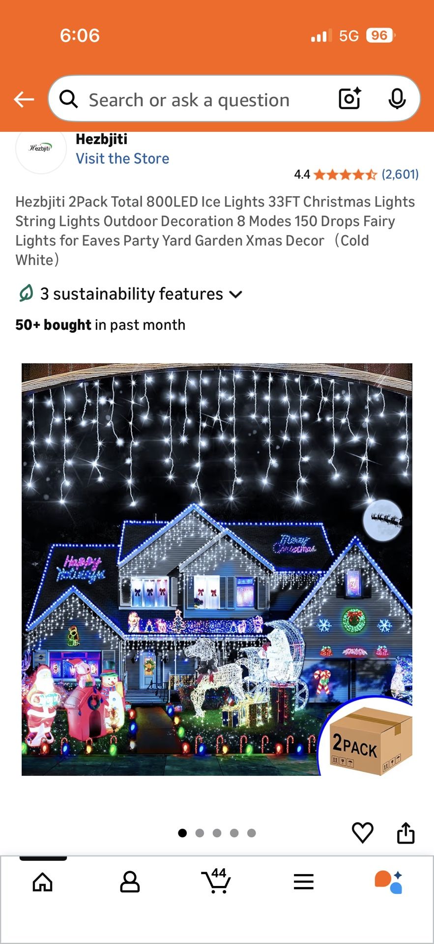 2Pack Total 800LED Ice Lights 33FT Christmas Lights String Lights Outdoor Decoration 8 Modes 150 Drops Fairy Lights for Eaves Party Yard Garden Xmas D