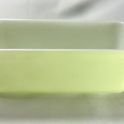 Vintage Pyrex #212 Green and White Loaf Baking Pan 8.5" x 4.5" x 2.5"