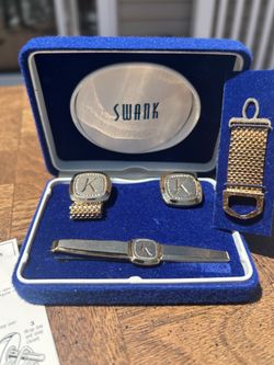 🎩✨ Vintage Swank "Convertibles" Monogram "K" Cufflink & Tie Bar Set — Original Box | $35