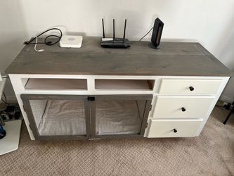 TV stand with dog crate