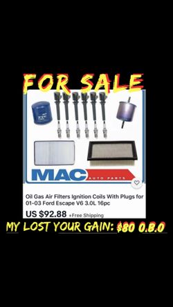 Ford Escape 01-03 oil gas air filter with plugs for 3.0 V-6